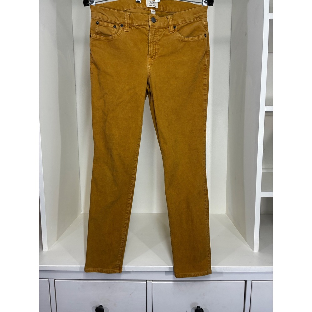 J.Crew Toothpick Corduroy Pants Mustard Yellow Skinny Slim Fit Womens Size 29